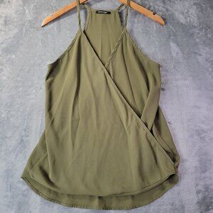 Papermoon Women's Olive Green Surplice Tank Top Size S Sleeveless Crossover